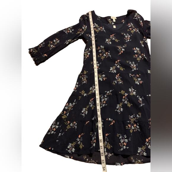 Garnet Hill Dress Mini Tiered Silk Navy Floral Size 2 - Picture 5 of 6